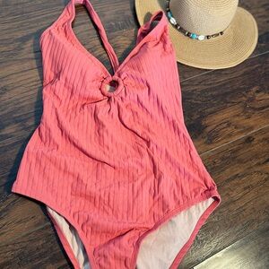 Kona Sol Coral Textured Swimsuit